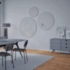  The stylish Chameleon Round Whiteboard on a wall