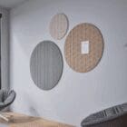 Stylish Chameleon Round Acoustic Panels can be used as a bulletin board