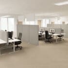 Classic Floor Screen being used in a large office with concrete floors