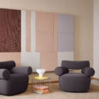 Multiple Dezibel Wall products in a residential setting with chairs 