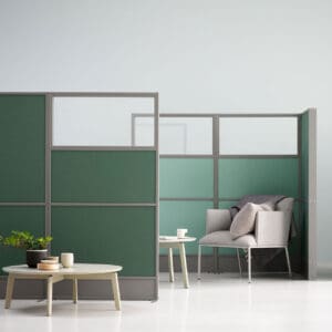 Offizz Floor Screens shown in use in an work environment