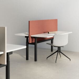 two Optima Duo with chairs in an office style setting 