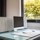 HEY-SIGN Table module Wave in use on a desk with a computer