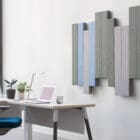 Timber Wall Absorber behind a desk in a workplace