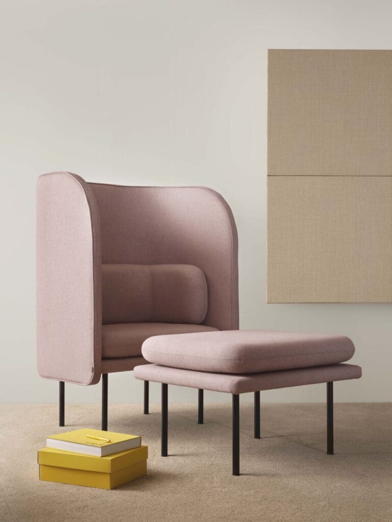 Tune pouf being use with a chair
