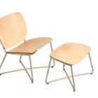 Miller Lounge Chair and Ottoman by Functionals side view in beige
