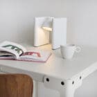Mr Ed by Functionals lamp and bookends in white in an office