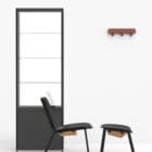 Pictor display cabinet by Functionals front view with Miller chairs