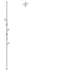 Slide coat stand comprises two white powder-coated metal tubes in raven black