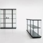 Stolp display cabinet by Functionals by designer Carolina Wilcke front and side view