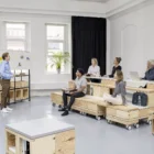 Bene Pixel Box and Rack together being used in an office