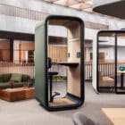 Framery One Compact exterior in green in an office environment