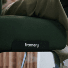 The interior of a Framery one Lounge showing the bench and branding