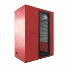 StudioBricks One Plus with a red exterior and showing the door