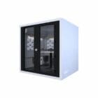 Exterior image of the Studiobricks Podcast Round showing the white exterior