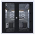 Exterior of the Studiobricks Podcast Round showing the doors 