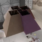 Pyramid Enclave Acoustic Lighting in brown and purple