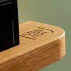Closeup of the Chameleon Logo detail on the Oak Tray Kit